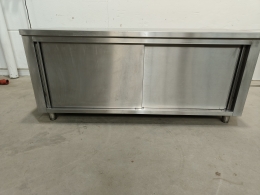 Stainless steel work table cabinet - 180x70x82 cm